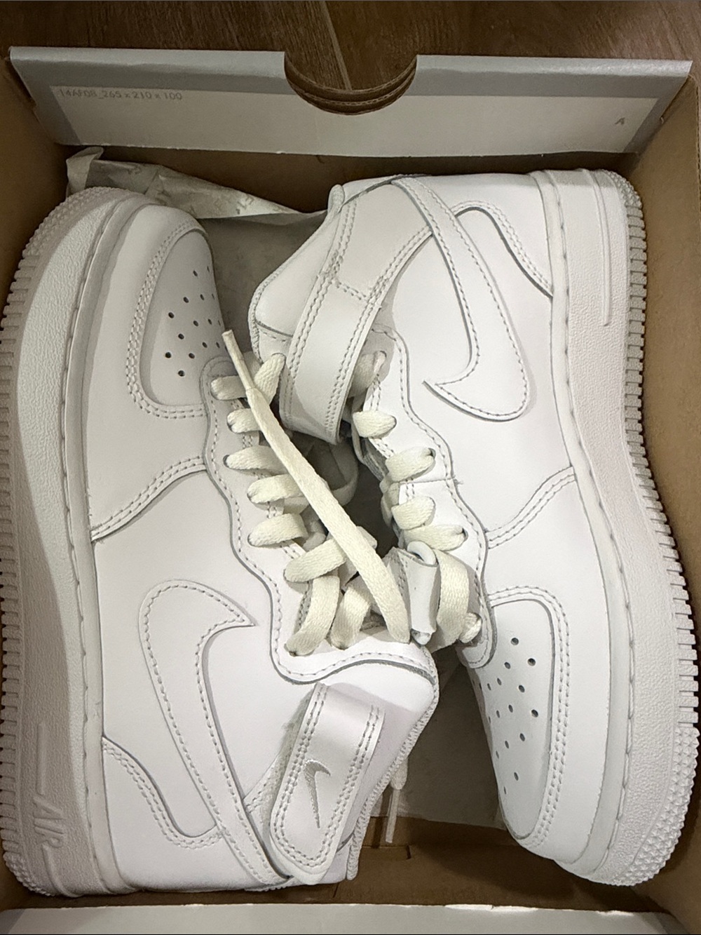 Kids White High-Top Sneakers with Velcro Strap and Lace-Up